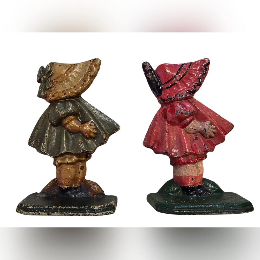 2 Vintage Sunbonnet Sue Cast Iron Bookends / Doorstops